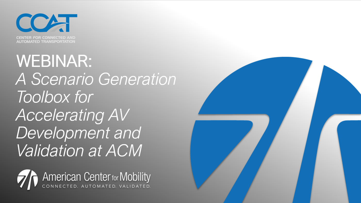 WEBINAR: A Scenario Generation Toolbox for Accelerating AV Development and Validation at ACM
