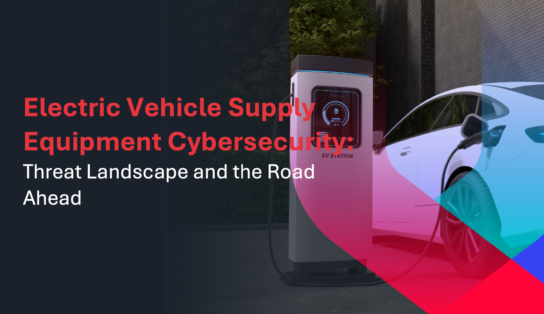 Electric car and charger with title of the report from VicOne