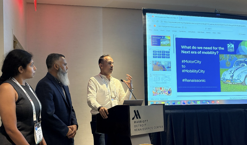 MTU researchers presenting Detroit Automated Driving Systems shuttle research findings at the ASCE Transportation Conference