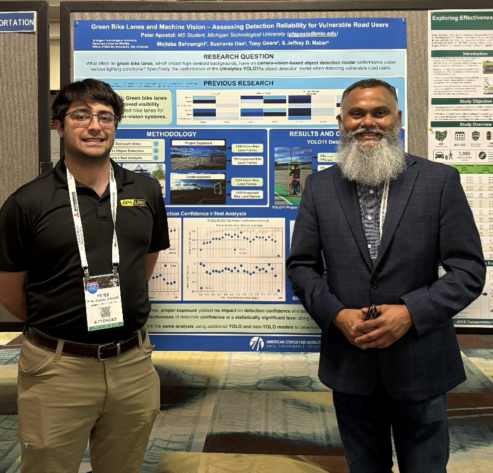 Dr. Sushanta Das and Peter Apostol presenting green bike lane machine vision research at the ASCE Transportation Conference