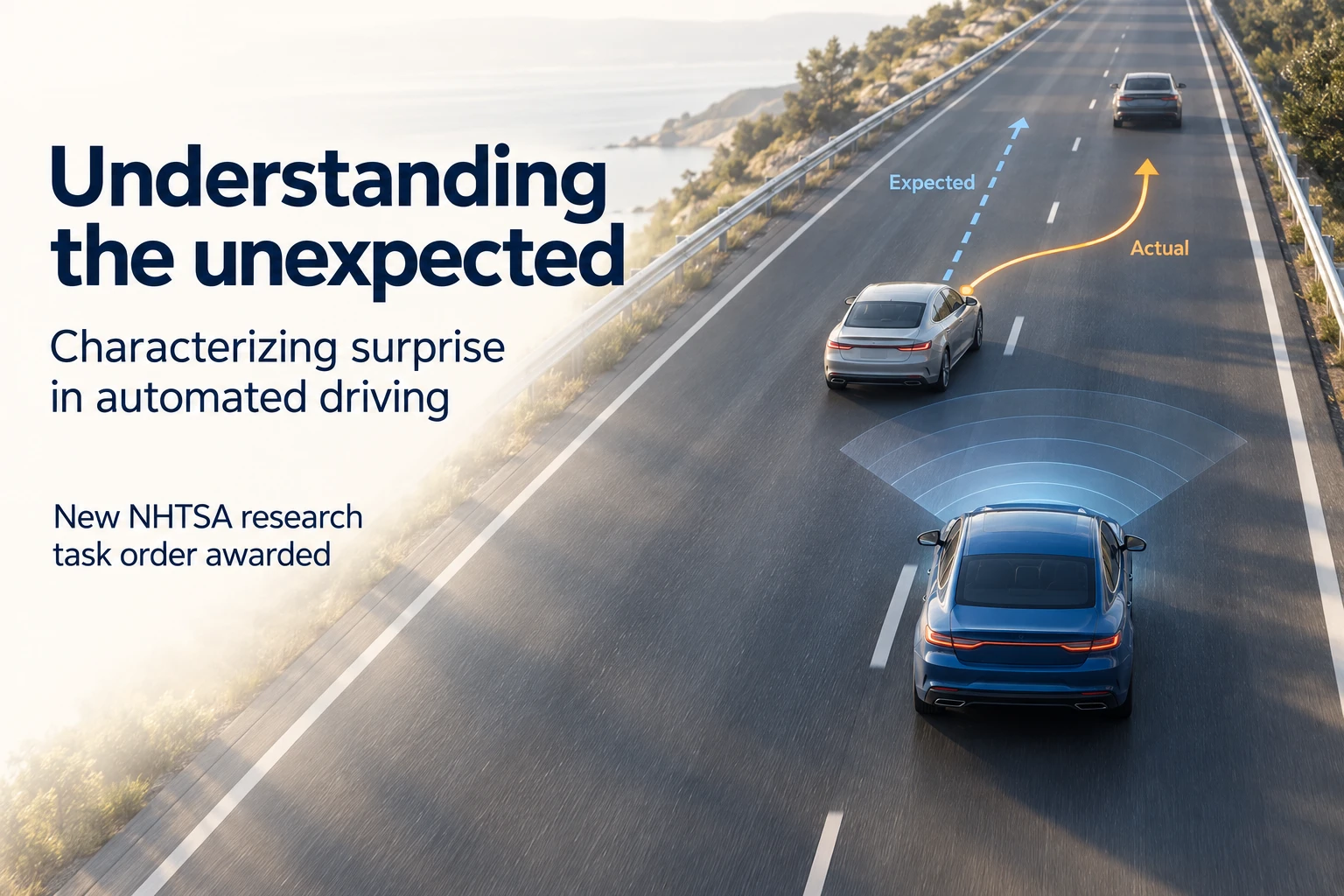 Understanding the unexpected: characterizing surprise in automated driving, showing expected and actual vehicle paths